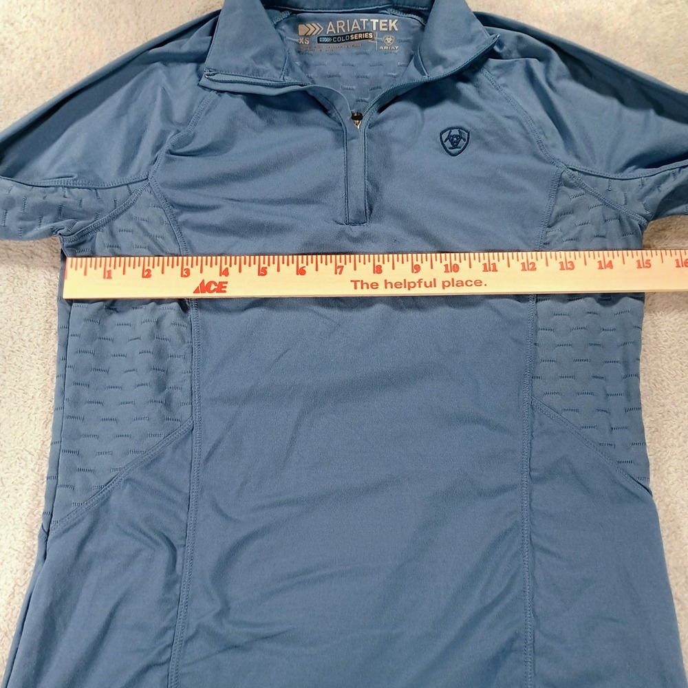 Ariat Womens Cold Series 1/4 Zip Blue XS Thumbhole Performance Top - Picture 6 of 9